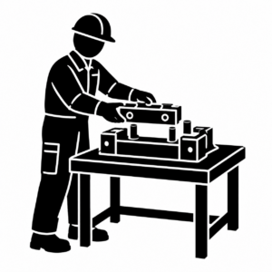 組立治具に部品をセットする作業員のアイコン