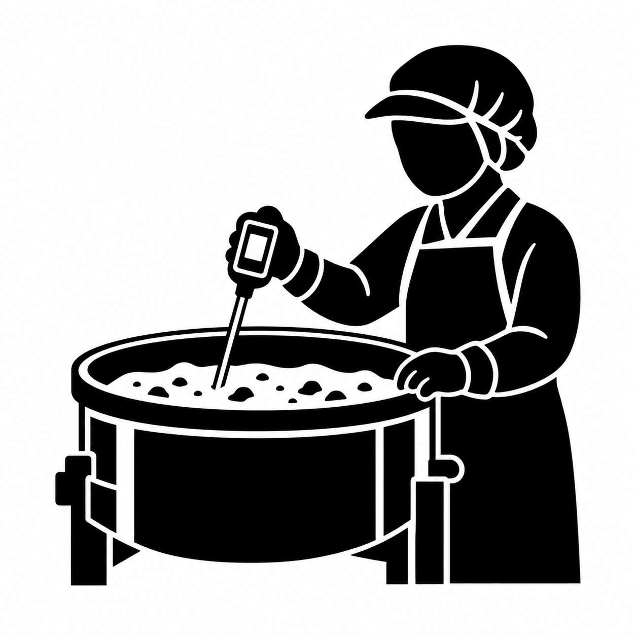 食品用温度計で原料の温度を測る作業員のアイコンのフリーアイコン・イラスト素材｜製造業向け無料ダウンロード