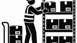 封緘した箱を出荷棚に並べる作業員のアイコンのフリーアイコン・イラスト素材｜製造業向け無料ダウンロード